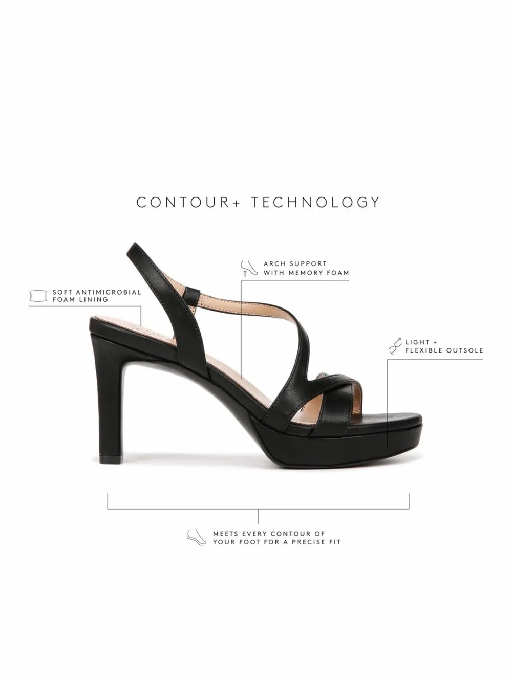 Naturalizer Black Strappy Slingback Heels